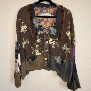 Nothing Matches 3 L/XL Cardigan Patchwork Floral Artsty Boho Fairy Goblin